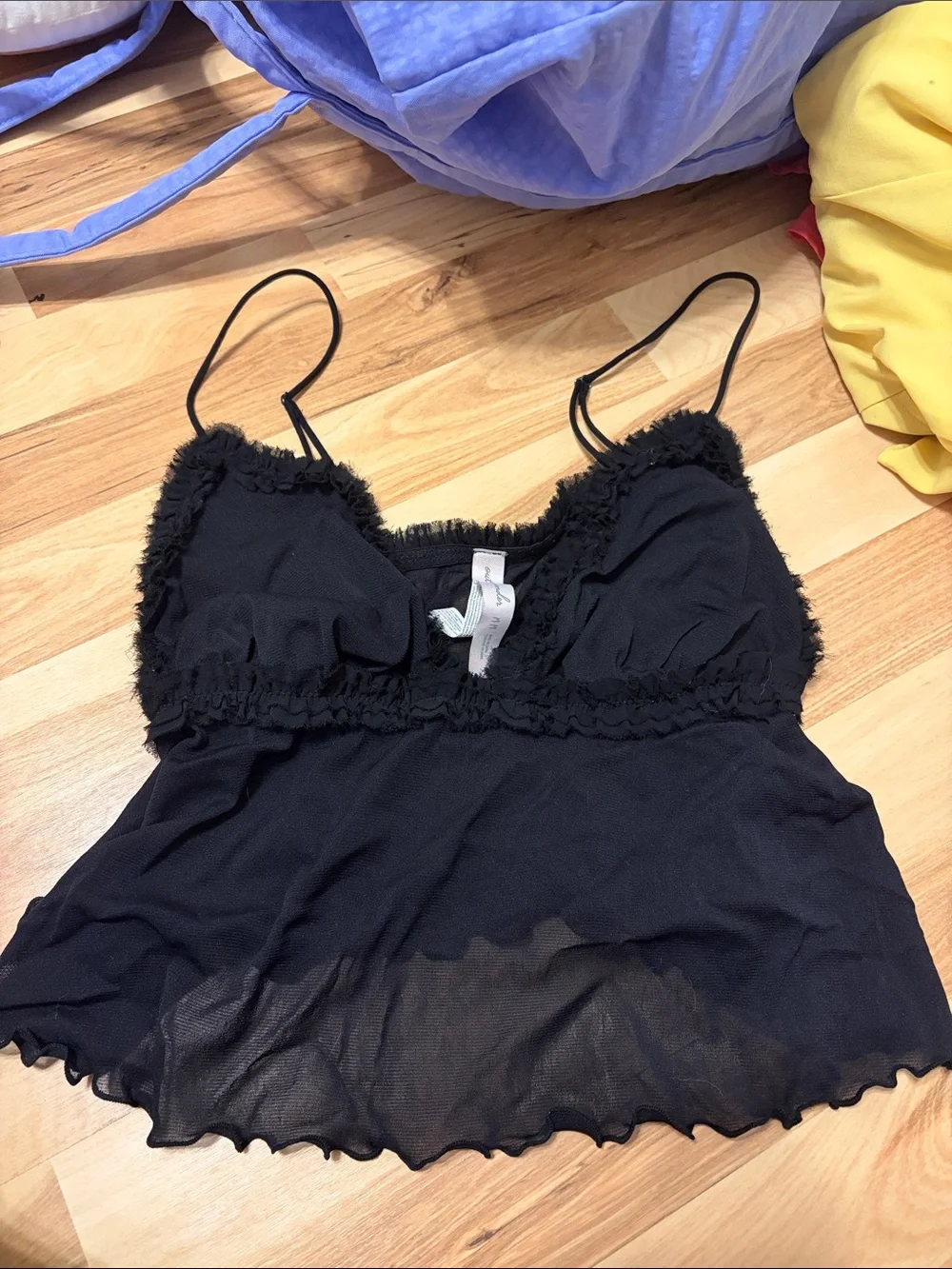 Urban Outfitters Black Lace-Trim Spaghetti Strap Tank - Picture 1 of 1